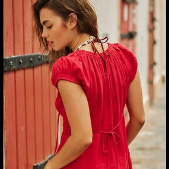 NWT Free People Perri Linen Drop Waist Mini Dress In Wild Rose - Picture 3 of 6